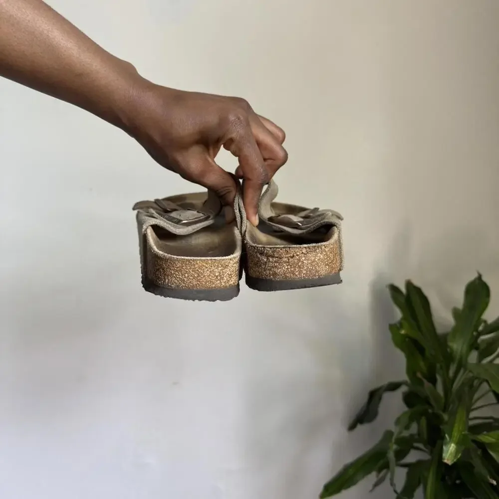 Birkenstock‎ women taupe suede leather sandals